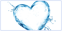 Figura en forma de corazón hecha con agua, símbolo de pureza y bienestar del agua alcalina ionizada Kangen® de KWater.
