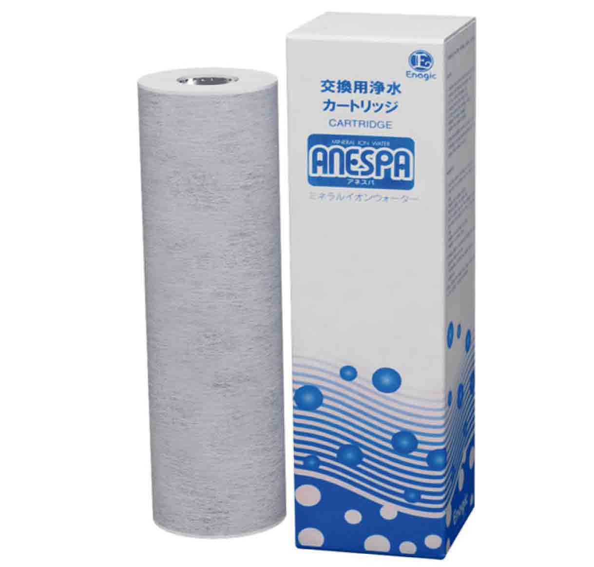 Cartucho de reemplazo ANESPA para sistema de ducha mineral de Enagic, diseñado para purificar y suavizar el agua.
