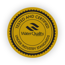 Sello de certificación Water Quality Association que garantiza la pureza y seguridad del agua Kangen