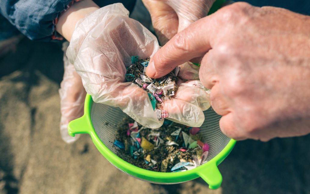 Fotografía de los microplásticos encontrados en el mar.